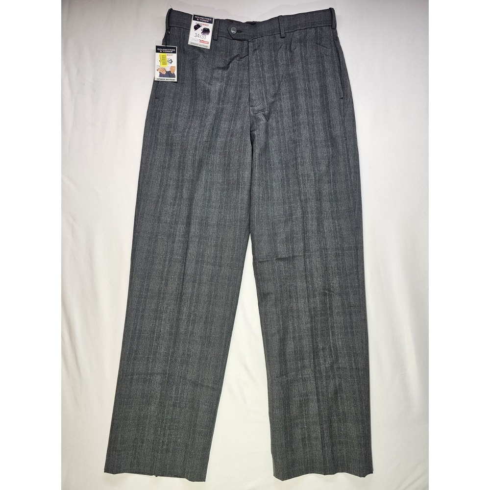 Roundtree & Yorke TravelSmart 34x30 Gray Classic Fit Flat Front Pants Expander
